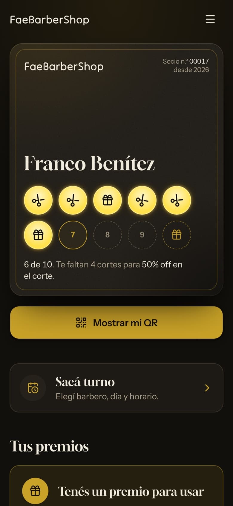 Carnet de sellos de FaeBarberShop